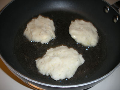 Potato cakes in pan