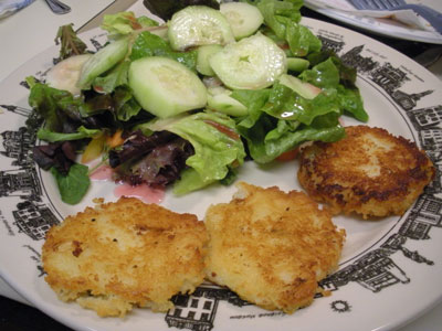 Potato cakes and salad