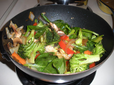 veggies in the wok